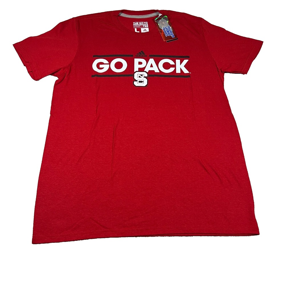 Adidas NC State Wolfpack Go Pack Red Climalite Performance Tee Shirt Mens L NEW